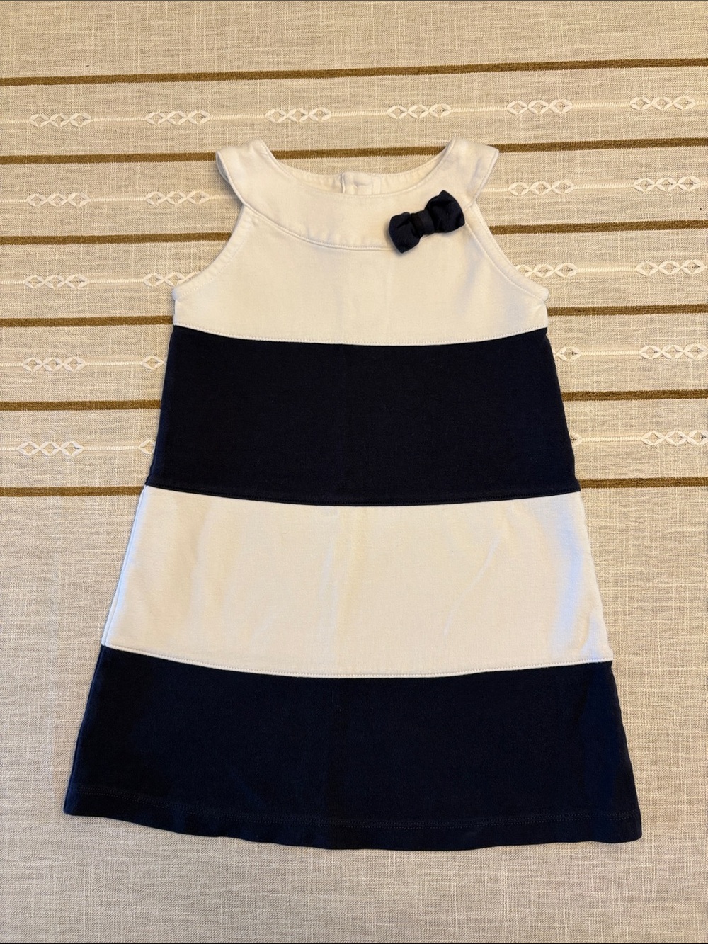 Gymboree Navy and White Striped Sleeveless Dress with Bow